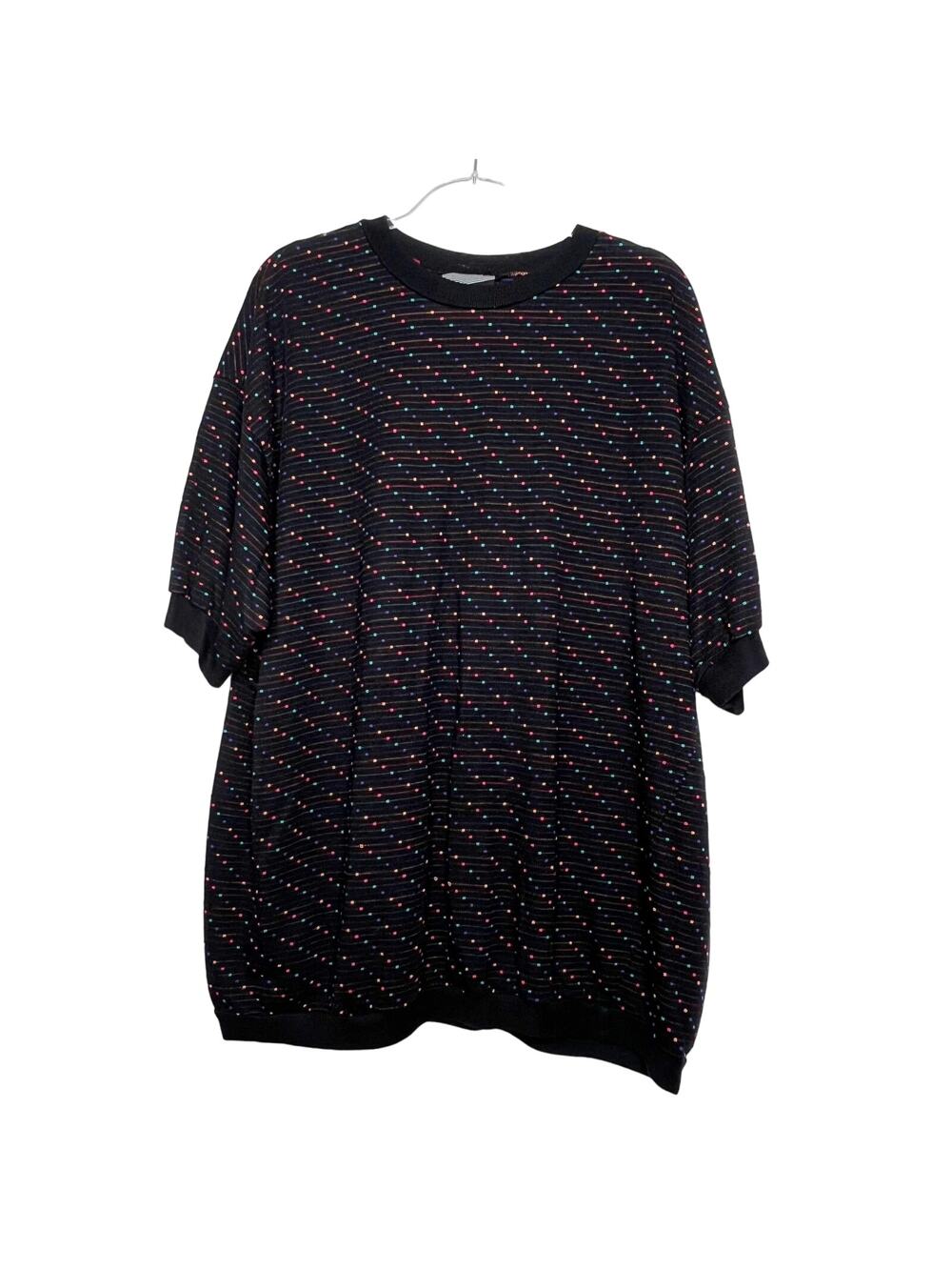 BY DESIGN Vintage Short Sleeve Polka Dot T-Shirt Oversized Fit Black Size XLarge